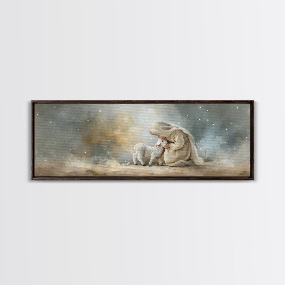 Heaven’s Gentle Care | Framed Canvas Print | Christian Art Canvas | Christmas Art | Panoramic Wall Art | Christian Decorations | Christian