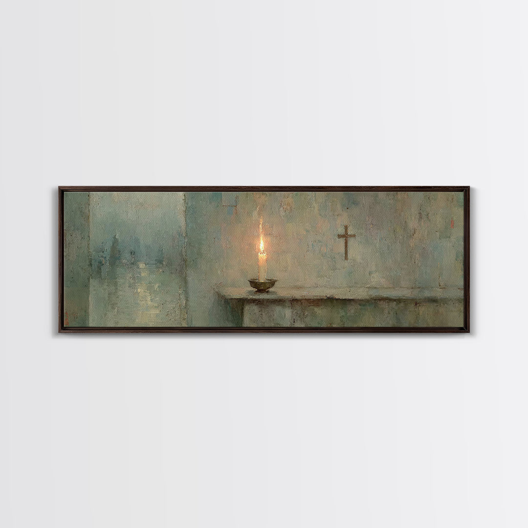 Hushed Horizons, Framed Canvas Print, Panoramic Painting, Christian Wall Art, Jesus Painting, Christian Art Canvas