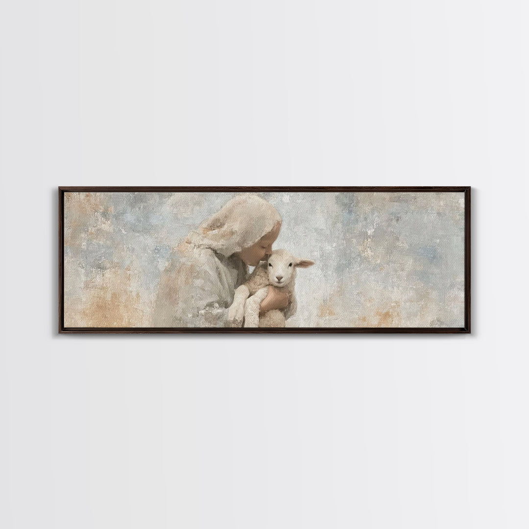 Mothering Grace – Framed Canvas Print – Christian Art – Panoramic Print – Christmas Art Work – Christian Christmas Decorations – Jesus Art