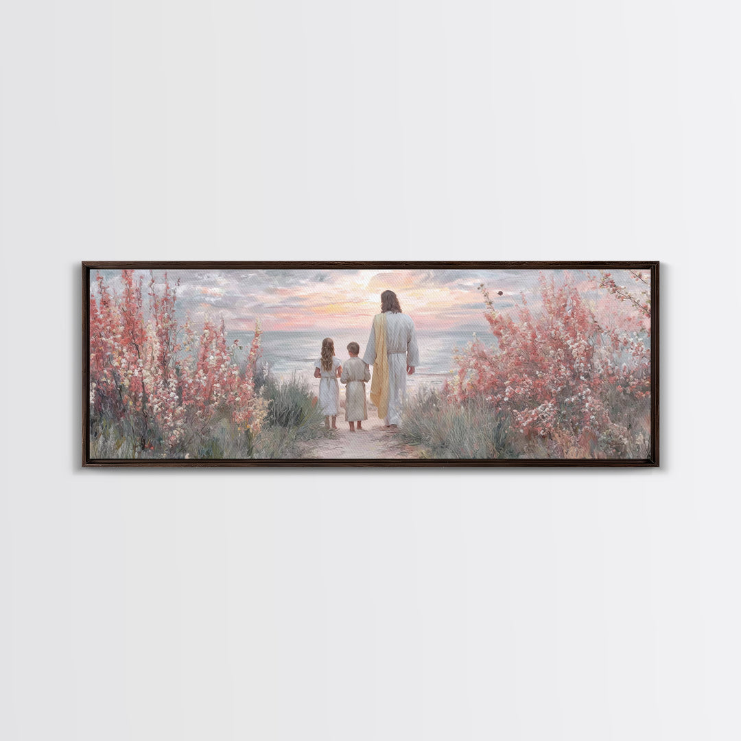 Blossoms Of Grace – Framed Canvas Print – Christian Wall Art – Jesus Painting – Panoramic Art – Christian Art Canvas – Christmas Art