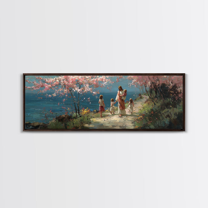 Path Of Hope | Framed Canvas Print | Christian Wall Art | Panoramic Painting | Jesus Art Print | Christian Art Canvas | Christmas Art