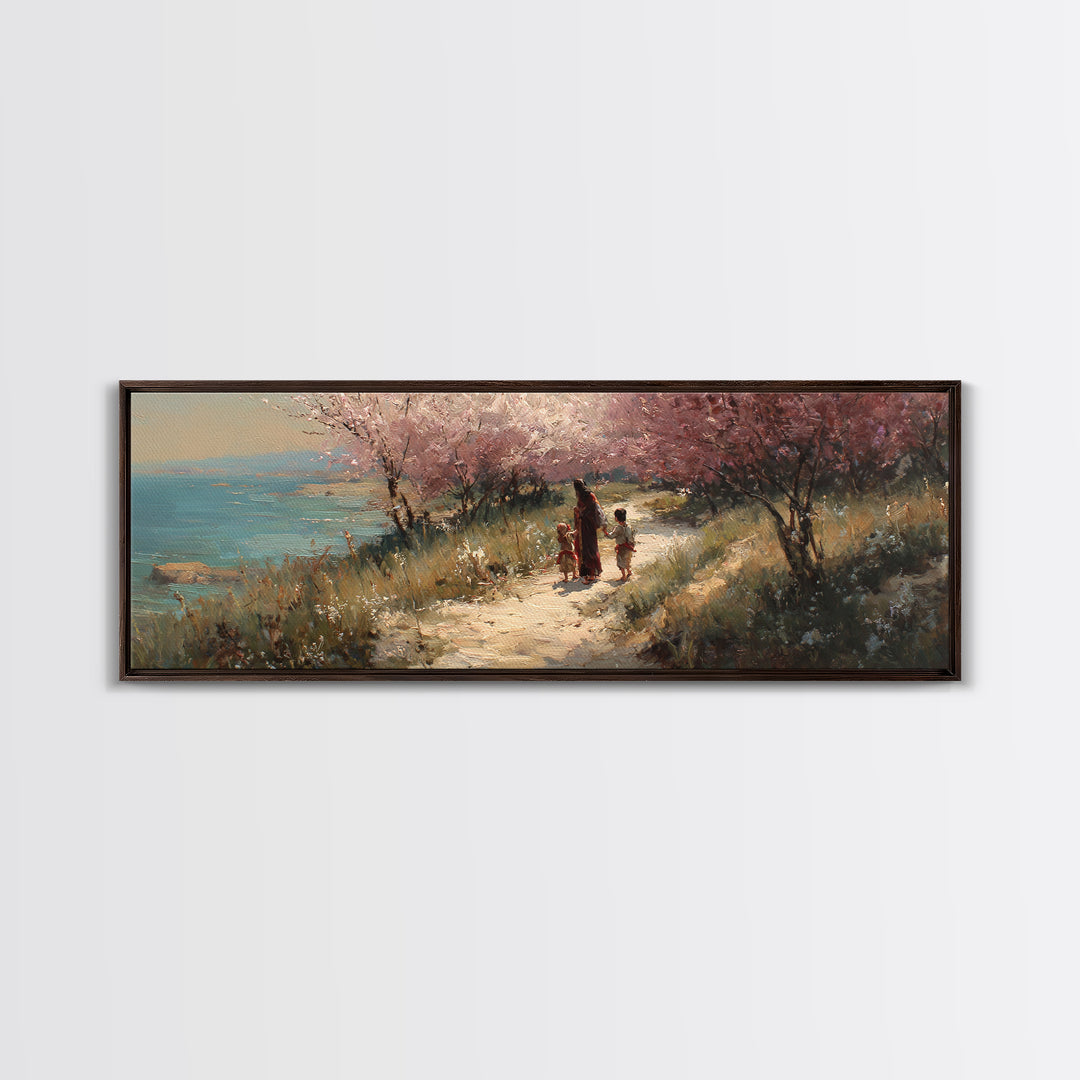 Fields Of Blessing, Framed Canvas Print, Christian Wall Art, Panoramic Print, Jesus Painting Canvas, Christian Art Work, Christmas Art