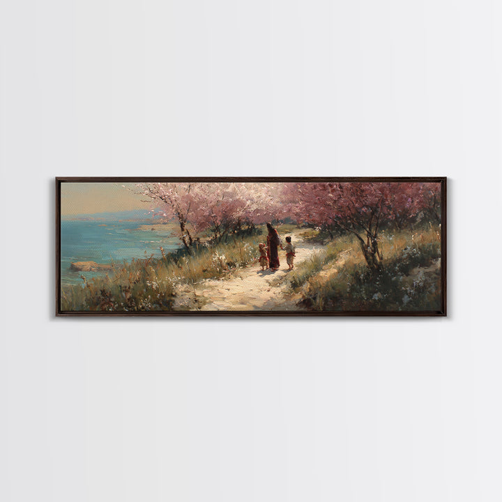 Fields Of Blessing, Framed Canvas Print, Christian Wall Art, Panoramic Print, Jesus Painting Canvas, Christian Art Work, Christmas Art