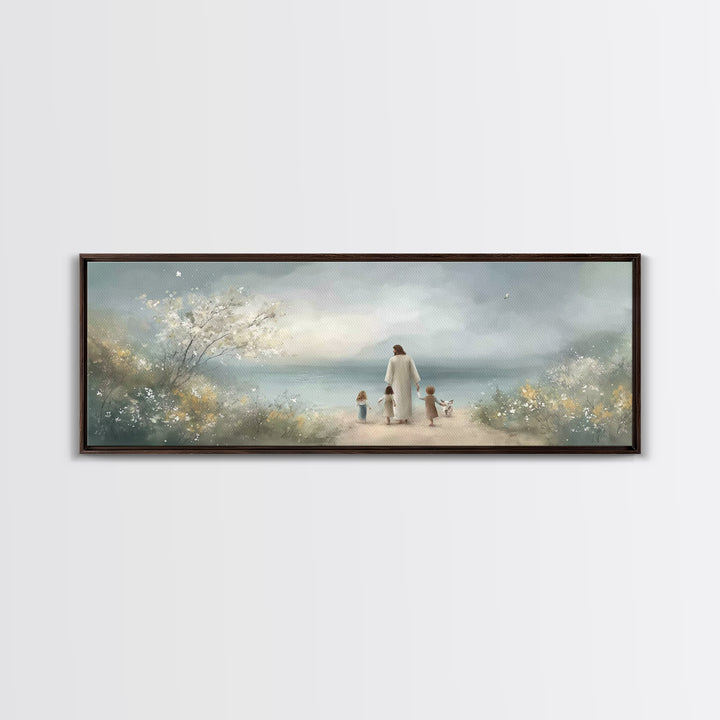 Garden Of Calm – Framed Canvas Print – Christian Painting – Panoramic Wall Art – Jesus Canvas Art – Christian Decor – Christmas Art
