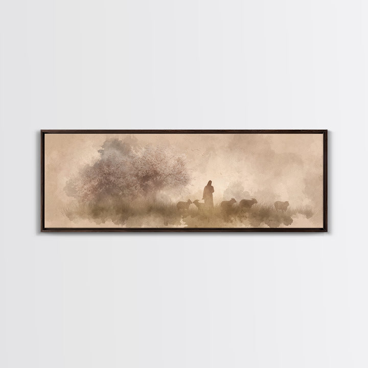 Orchard Of Peace – Framed Canvas Print – Christian Art Canvas – Panoramic Art – Jesus Wall Art – Christian Painting – Christmas Art