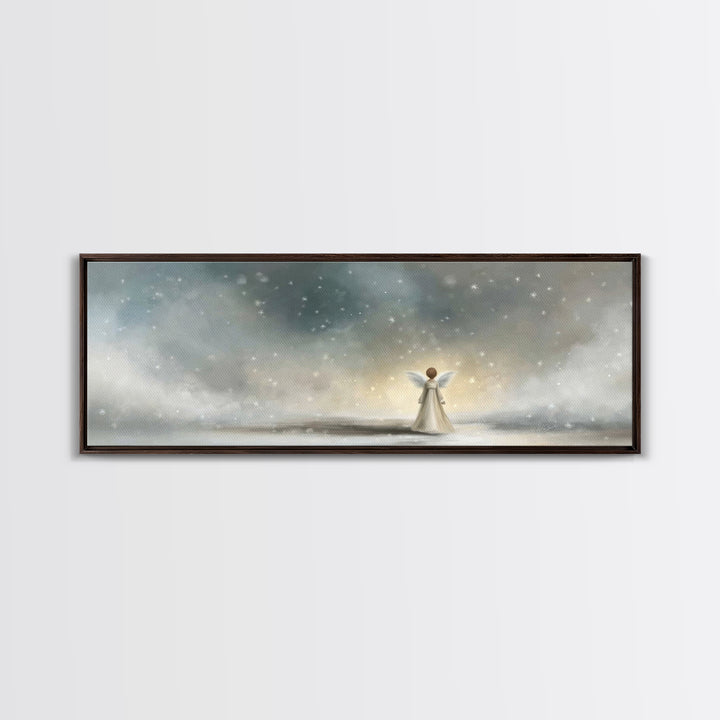 Field Of Gentle Mercy, Framed Canvas Print, Christian Art Canvas, Panoramic Wall Art, Jesus Painting, Christian Painting, Christmas Art