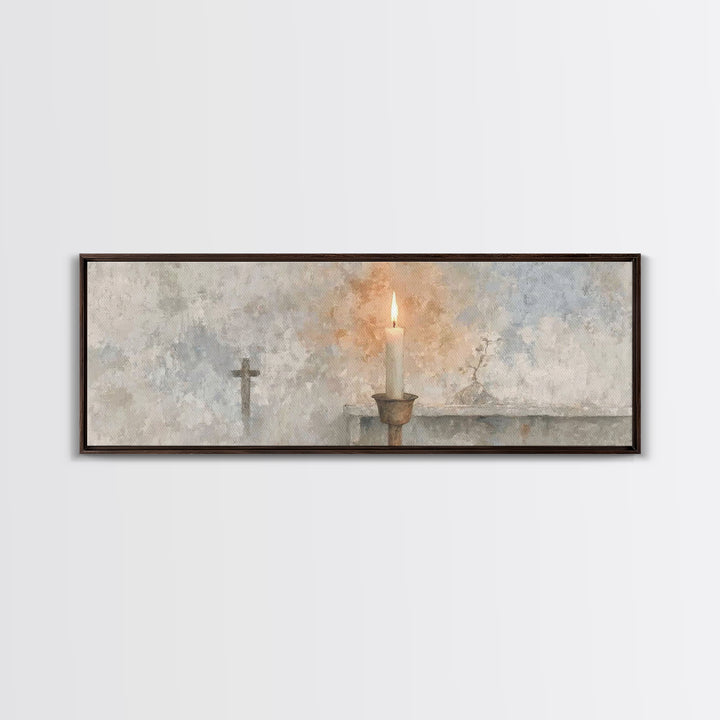 Candle Of Mercy – Framed Canvas Print – Christian Wall Art – Panoramic Art – Christian Art Canvas – Christian Christmas Art