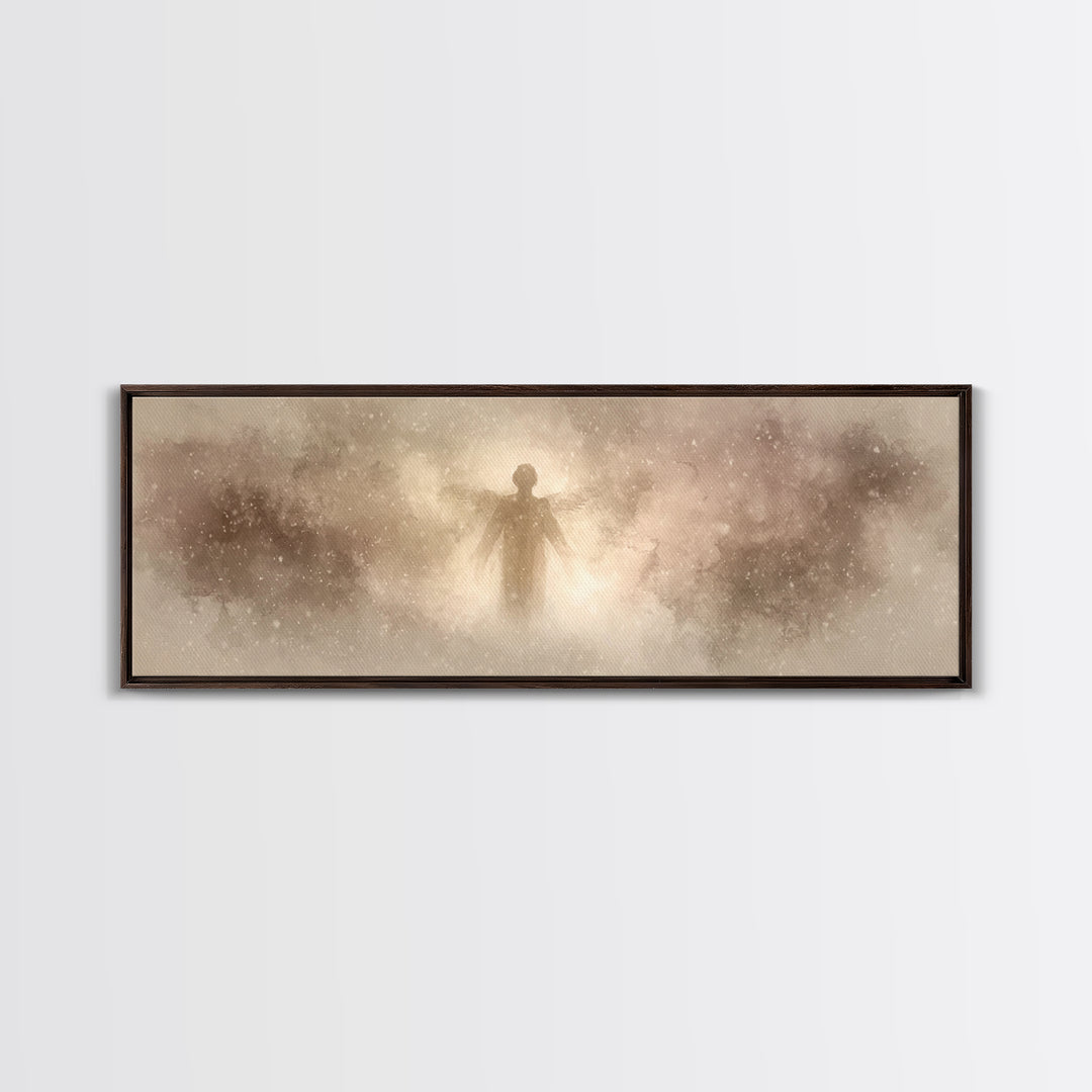 Angel Of Stillness | Framed Canvas Print | Panoramic Painting | Christian Wall Art | Christian Art Canvas | Christian Christmas Art | Moder