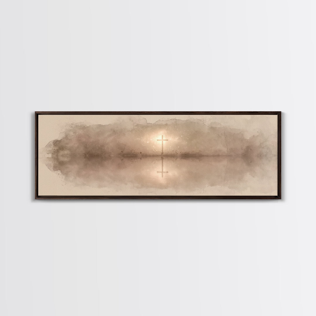 Shoreline Of Grace, Framed Canvas Print, Panoramic Art, Christian Wall Art, Christian Art Canvas, Christian Painting, Christmas Art