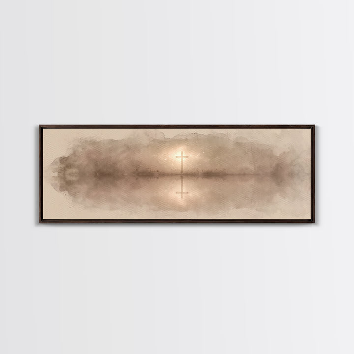 Shoreline Of Grace, Framed Canvas Print, Panoramic Art, Christian Wall Art, Christian Art Canvas, Christian Painting, Christmas Art