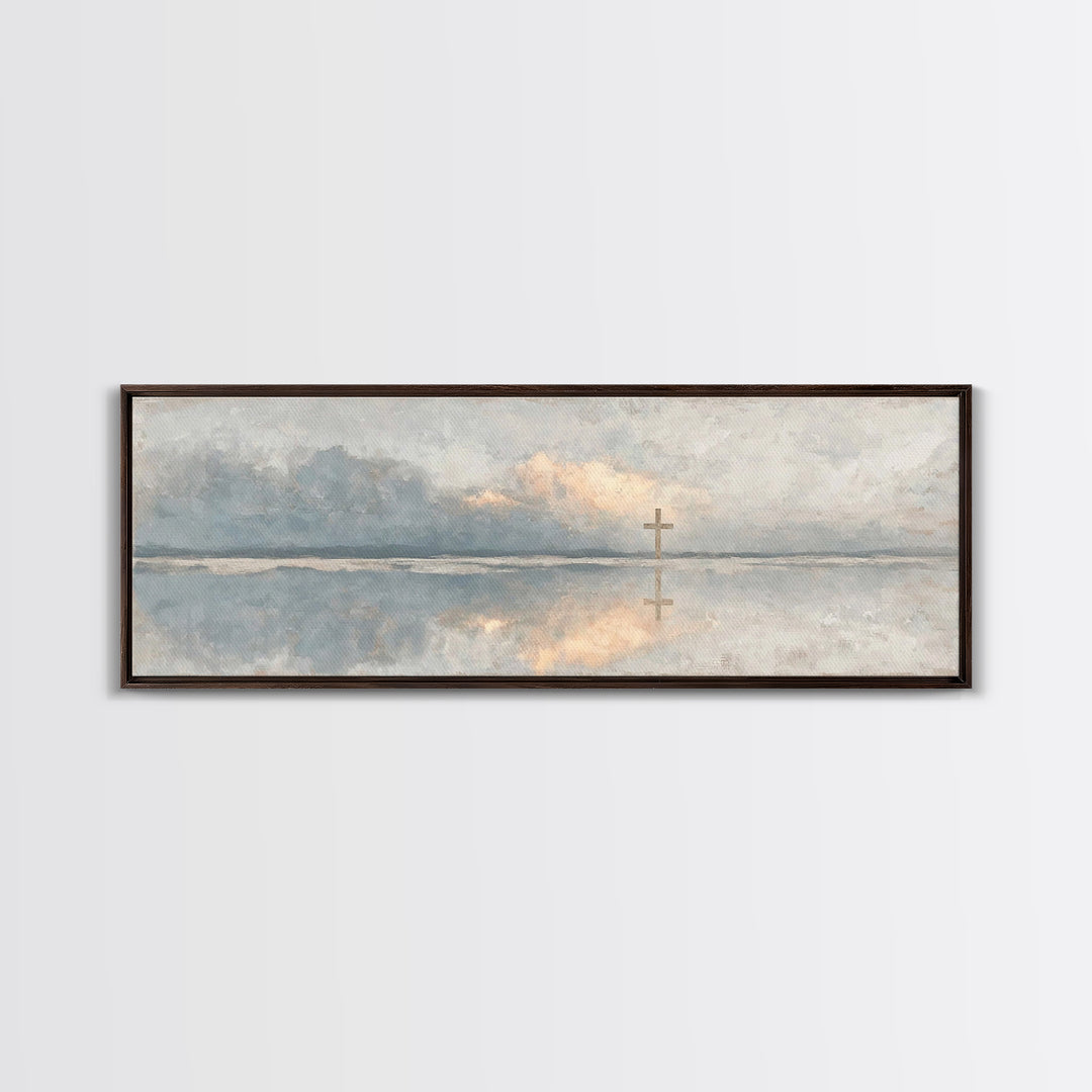Reflections Of Hope – Framed Canvas Print – Panoramic Painting – Christian Wall Art – Christian Art Canvas – Christmas Art – Modern Christi