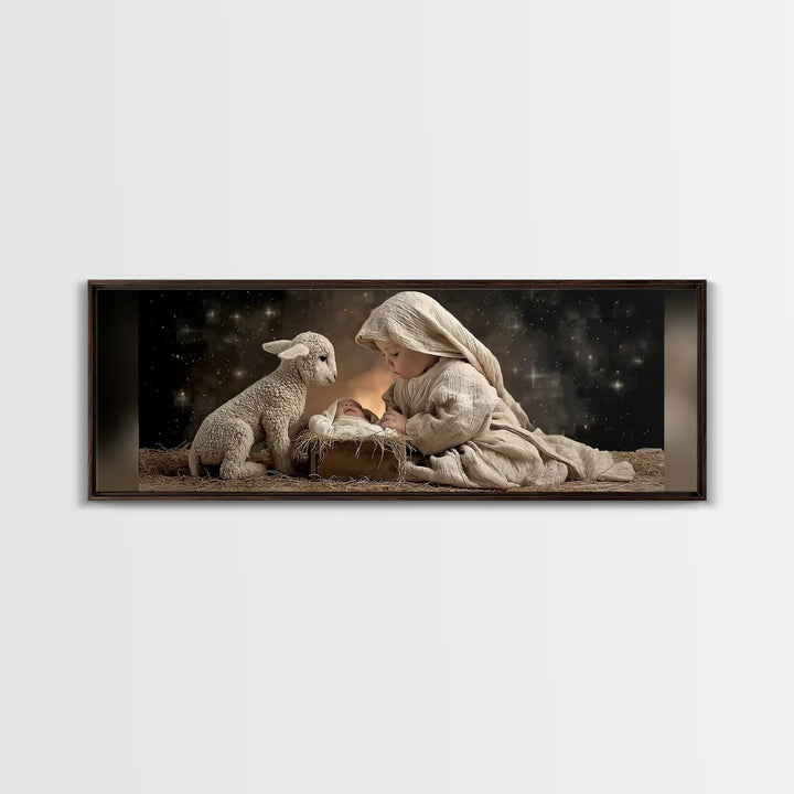 Bethlehem Dawn | Framed Canvas Print | Christian Art Canvas | Panoramic Wall Art | Christian Christmas Art | Jesus Painting | Christian Dec