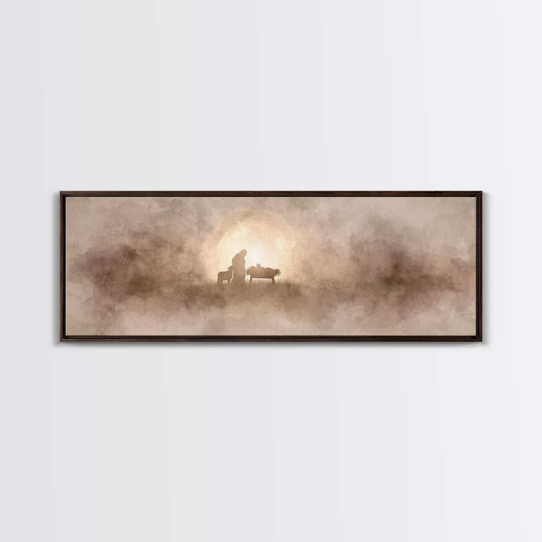 Humble Birth Star | Framed Canvas Print | Christian Art Canvas | Panoramic Painting | Christian Christmas Art | Christian Wall Art | Jesus