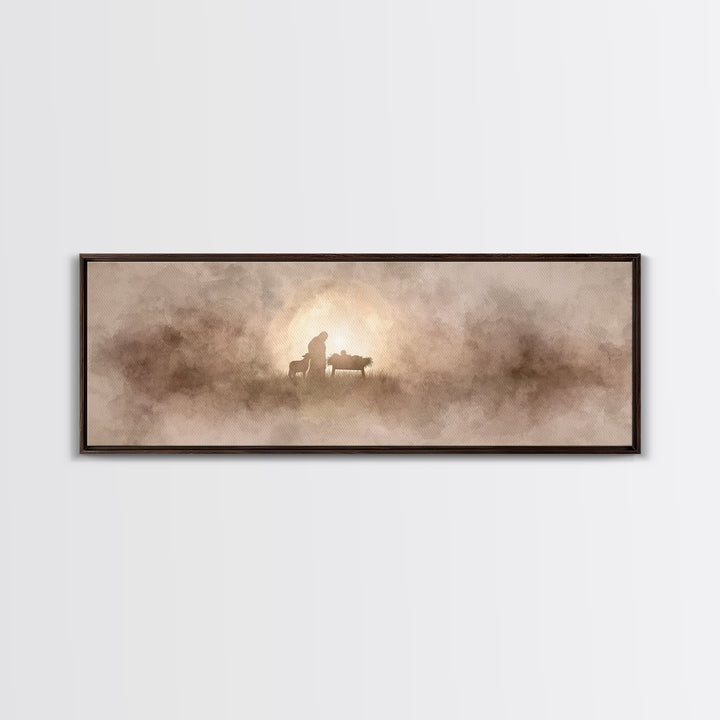 Humble Birth Star | Framed Canvas Print | Christian Art Canvas | Panoramic Painting | Christian Christmas Art | Christian Wall Art | Jesus