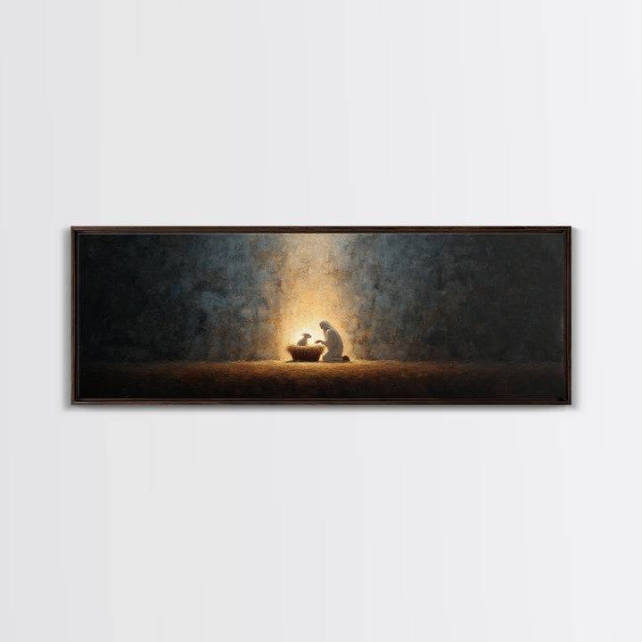 Divine Infant Peace, Framed Canvas Print, Christian Christmas Art, Panoramic Print, Christian Wall Art, Jesus Painting, Christian Art Canva