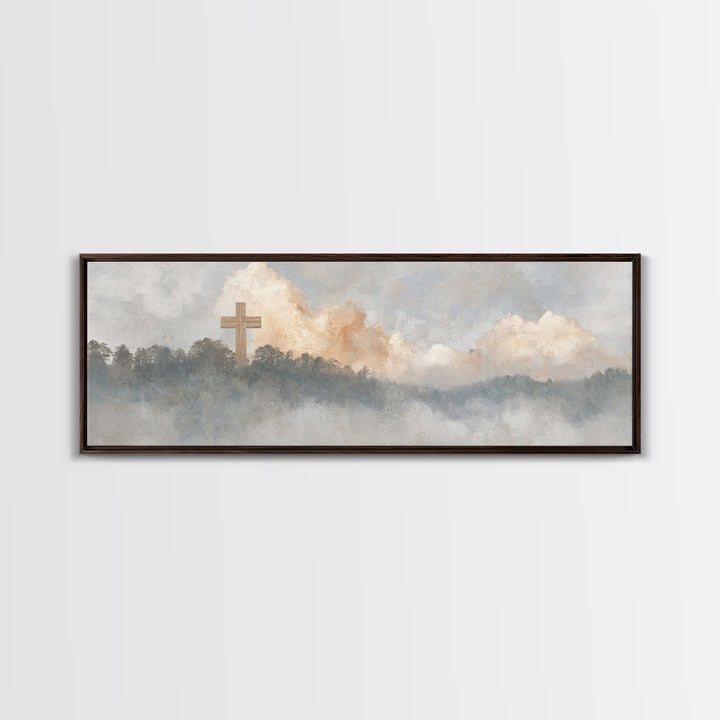 Clouds Of Grace, Framed Canvas Print, Christian Wall Art, Christian Art Canvas, Christian Painting, Christian Christmas Art, Panoramic Art