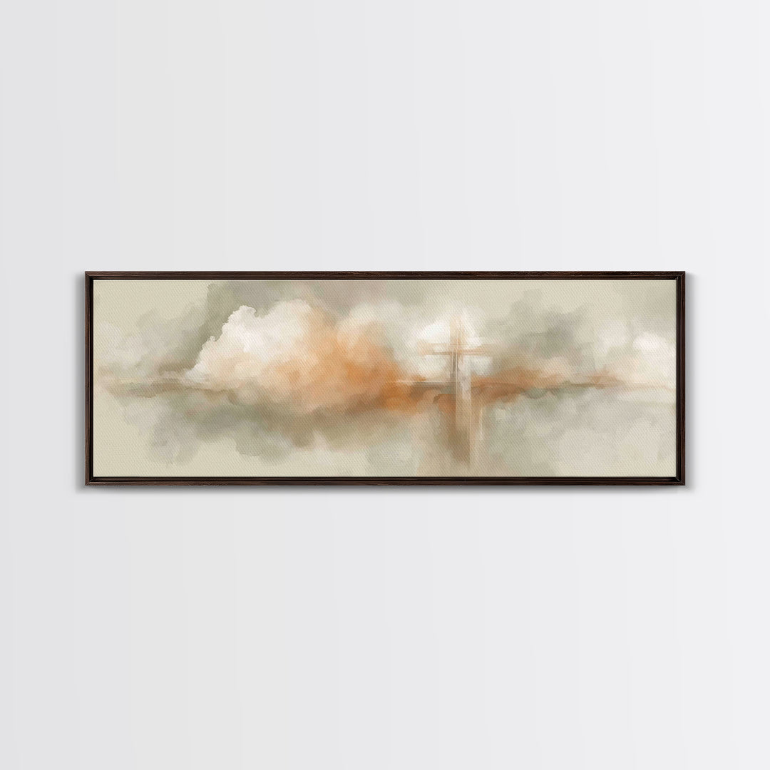 Glory In The Mist – Framed Canvas Print – Christian Wall Art – Christian Painting – Christian Art Canvas – Christmas Art – Panoramic Wall A