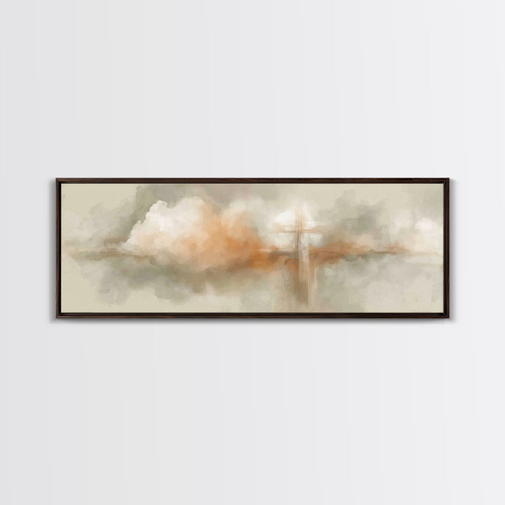 Glory In The Mist – Framed Canvas Print – Christian Wall Art – Christian Painting – Christian Art Canvas – Christmas Art – Panoramic Wall A