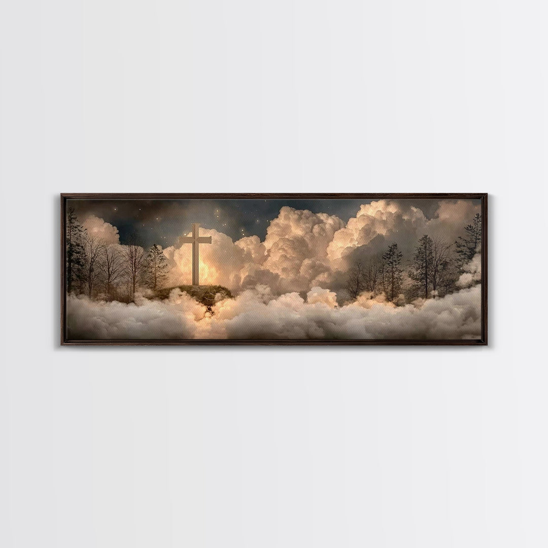 Heavenly Ascent, Framed Canvas Print, Christian Wall Art, Christian Art Canvas, Christian Painting, Christian Christmas Art, Panoramic Prin