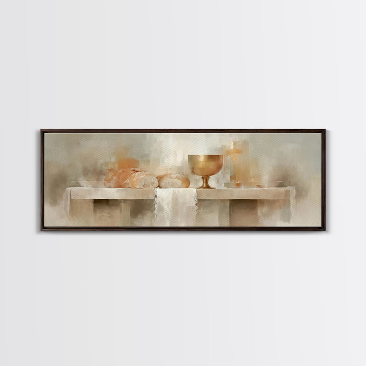 Bread Of Covenant – Framed Canvas Print – Christian Wall Art – Christian Art Canvas – Panoramic Art – Christian Christmas Art