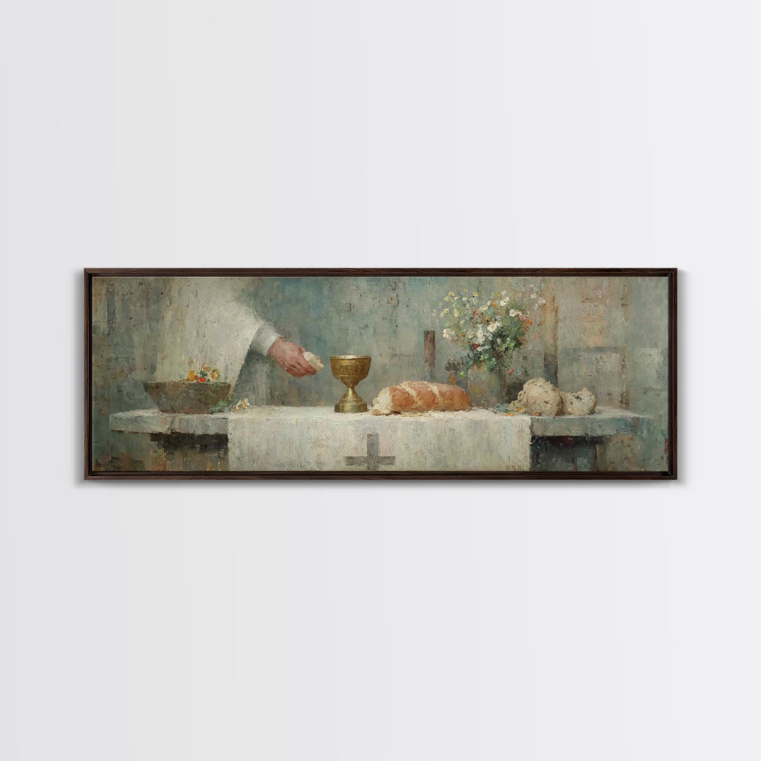 Chalice Of Peace, Framed Canvas Print, Christian Christmas Art, Panoramic Frame, Christian Art Canvas, Christian Wall Art