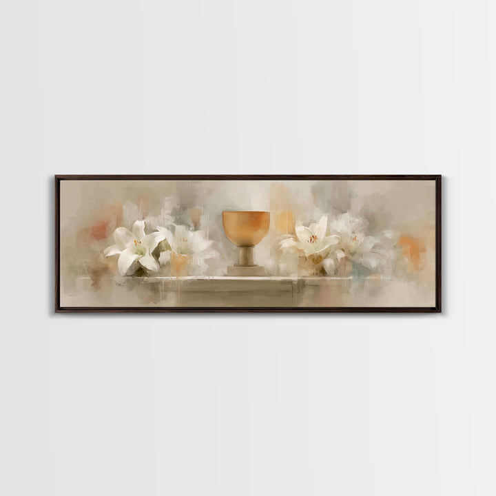 Blooming Grace, Framed Canvas Print, Christian Art Canvas, Panoramic Painting, Christian Wall Art, Christmas Art