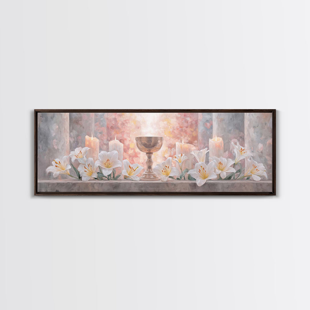 Heavenly Chalice Light – Framed Canvas Print – Christian Christmas Art – Christian Art Canvas – Panoramic Art – Christian Wall Art