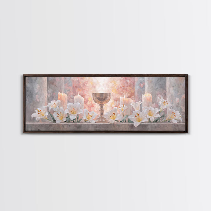 Heavenly Chalice Light – Framed Canvas Print – Christian Christmas Art – Christian Art Canvas – Panoramic Art – Christian Wall Art