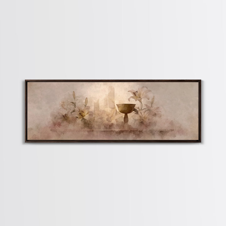 Mist Of Reverence | Framed Canvas Print | Christian Art Canvas | Panoramic Art | Modern Christian Art | Christian Wall Art | Christmas Art
