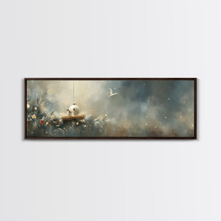 Bethlehem Evening Star, Framed Canvas Print, Christian Wall Art, Panoramic Art, Christian Christmas Art, Christmas Wall Art, Christian Gift