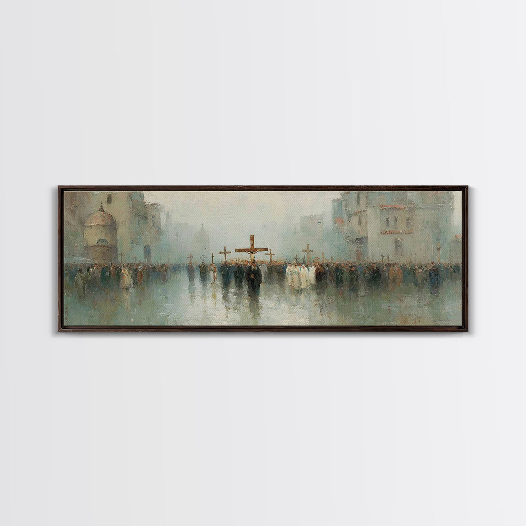 Holy Journey Night, Framed Canvas Print, Christian Christmas Art, Panoramic Wall Art, Jesus Christmas Art, Christmas Art Prints, Christian