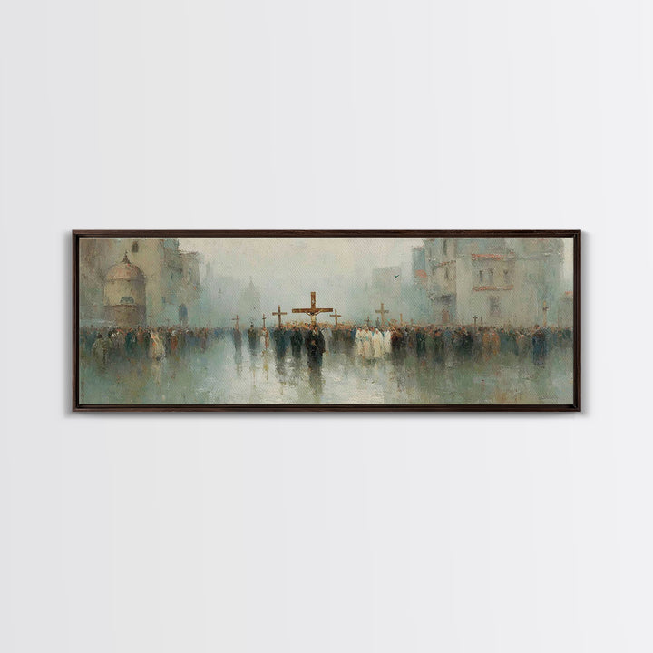 Holy Journey Night, Framed Canvas Print, Christian Christmas Art, Panoramic Wall Art, Jesus Christmas Art, Christmas Art Prints, Christian