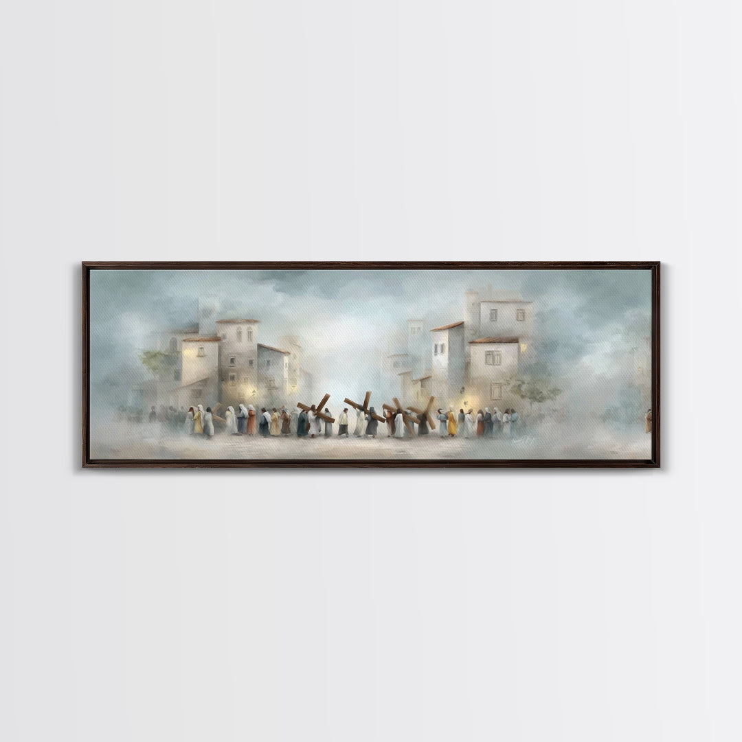 City Of Redemption – Framed Canvas Print – Christian Wall Art – Panoramic Wall Art – Christian Art Canvas – Subtle Christian Art