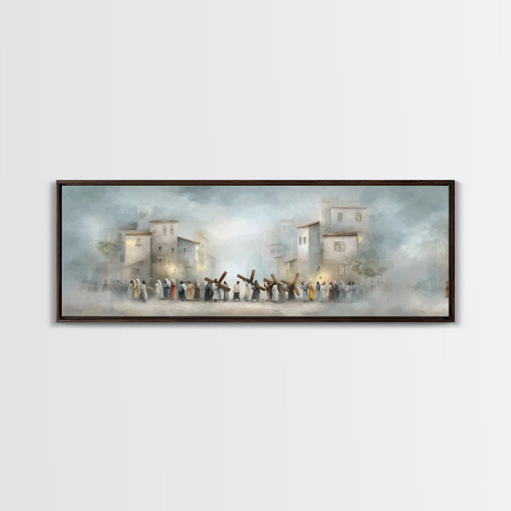 City Of Redemption – Framed Canvas Print – Christian Wall Art – Panoramic Wall Art – Christian Art Canvas – Subtle Christian Art