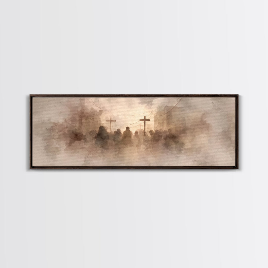 Dust Of Calvary | Framed Canvas Print | Christian Wall Art | Panoramic Art | Moody Christian Art | Christian Art Canvas