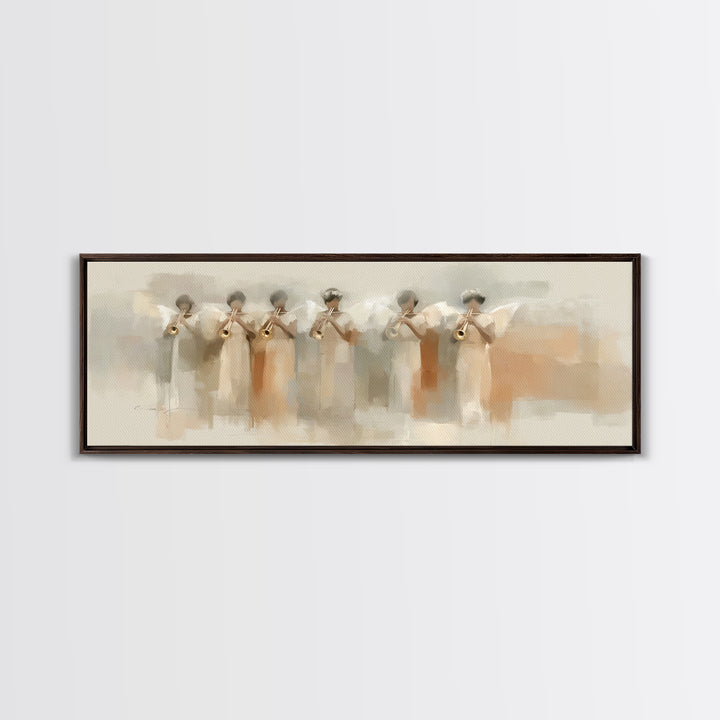Trumpets Of Glory | Framed Canvas Print | Christian Art Canvas | Panoramic Painting | Christian Wall Art | Large Christian Art