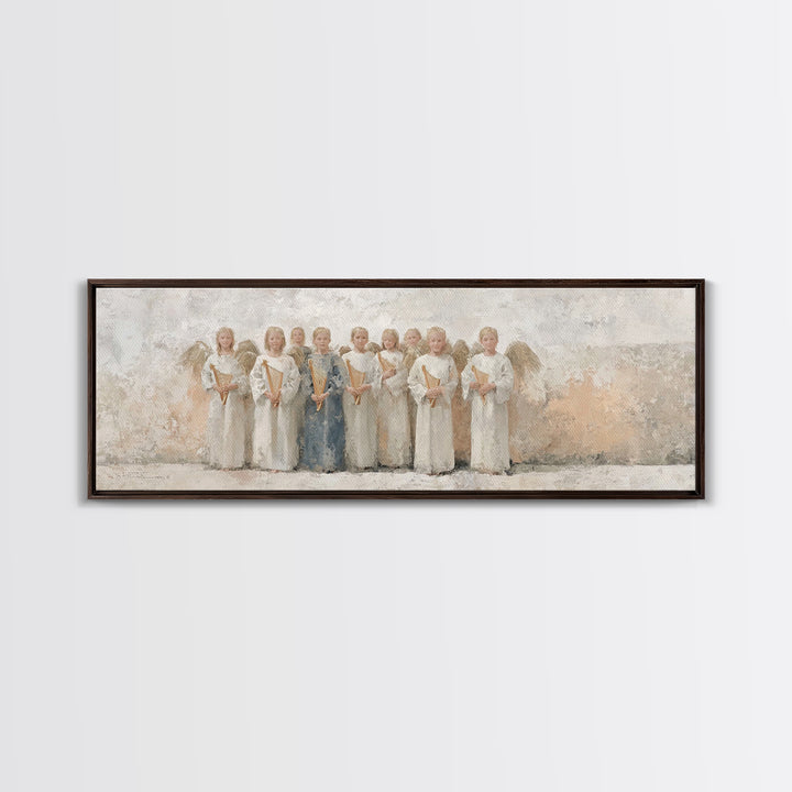 Heaven’s Gentle Choir – Framed Canvas Print – Christian Wall Art – Panoramic Art – Christian Art Canvas – Christmas Art Prints