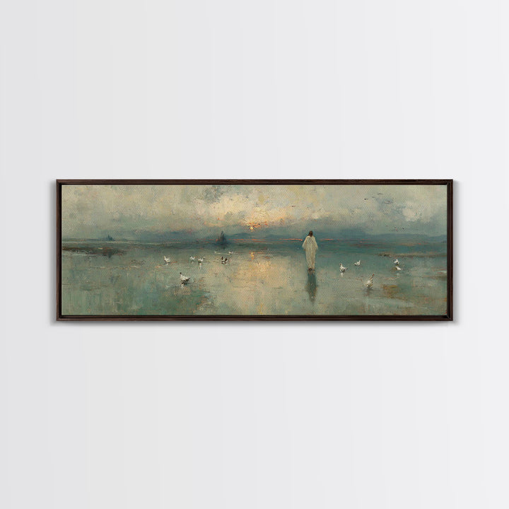 Light Of His Steps – Framed Canvas Print – Christian Wall Art – Panoramic Art – Christian Art Canvas – Jesus Painting