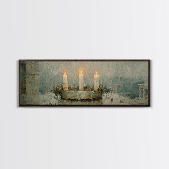 Advent Light | Framed Canvas Print | Panoramic Painting | Christian Wall Art | Christian Art Canvas | Christian Christmas Art