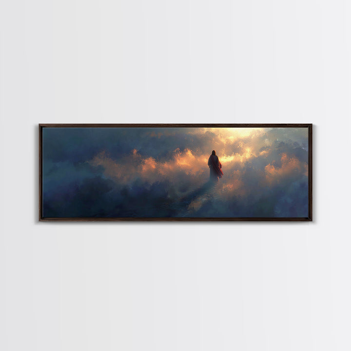 Heavenly Ascent Path | Framed Canvas Print | Jesus Painting | Christian Art Work | Large Christian Painting | Panoramic Print | Christian W