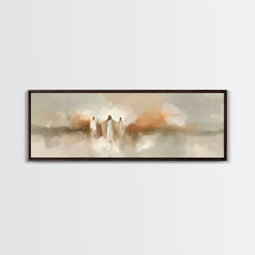 Sacred Gathering Light – Framed Canvas Print – Christian Art Canvas – Modern Christian Painting – Panoramic Art – Christian Wall Art – Chri