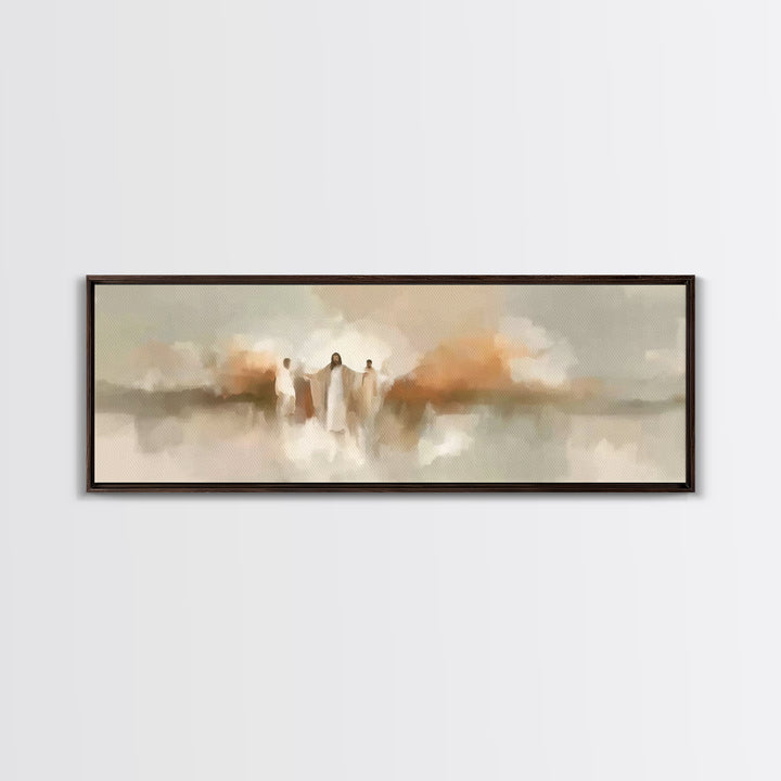 Sacred Gathering Light – Framed Canvas Print – Christian Art Canvas – Modern Christian Painting – Panoramic Art – Christian Wall Art – Chri