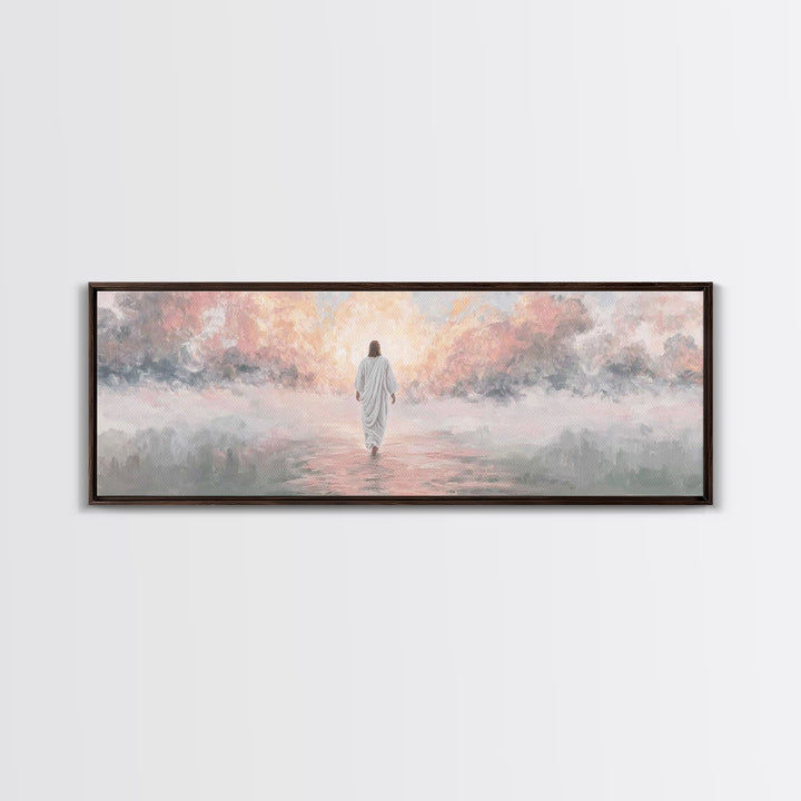 Radiant Glory Walk | Framed Canvas Print | Jesus Christmas Art | Christian Art Canvas | Modern Christian Art | Panoramic Frame | Christian