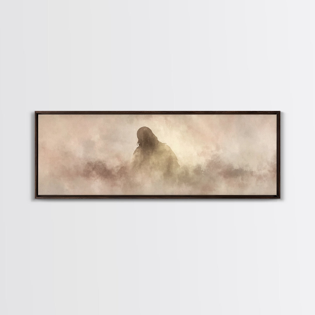 Veil Of Presence – Framed Canvas Print – Christian Art – Minimalist Christian Art – Subtle Christian Paintings – Panoramic Art – Christian