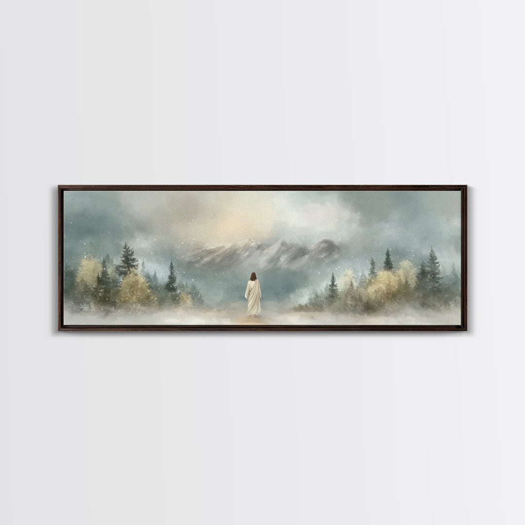 Morning Grace Walk, Framed Canvas Print, Christian Wall Art, Christian Art Canvas, Jesus Art Print, Panoramic Painting, Modern Christian Pa
