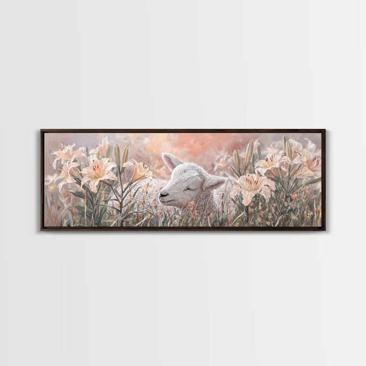 Garden Of Gentle Rest | Framed Canvas Print | Christian Wall Art | Christian Art Canvas | Christian Decor For Home | Panoramic Art | Christ