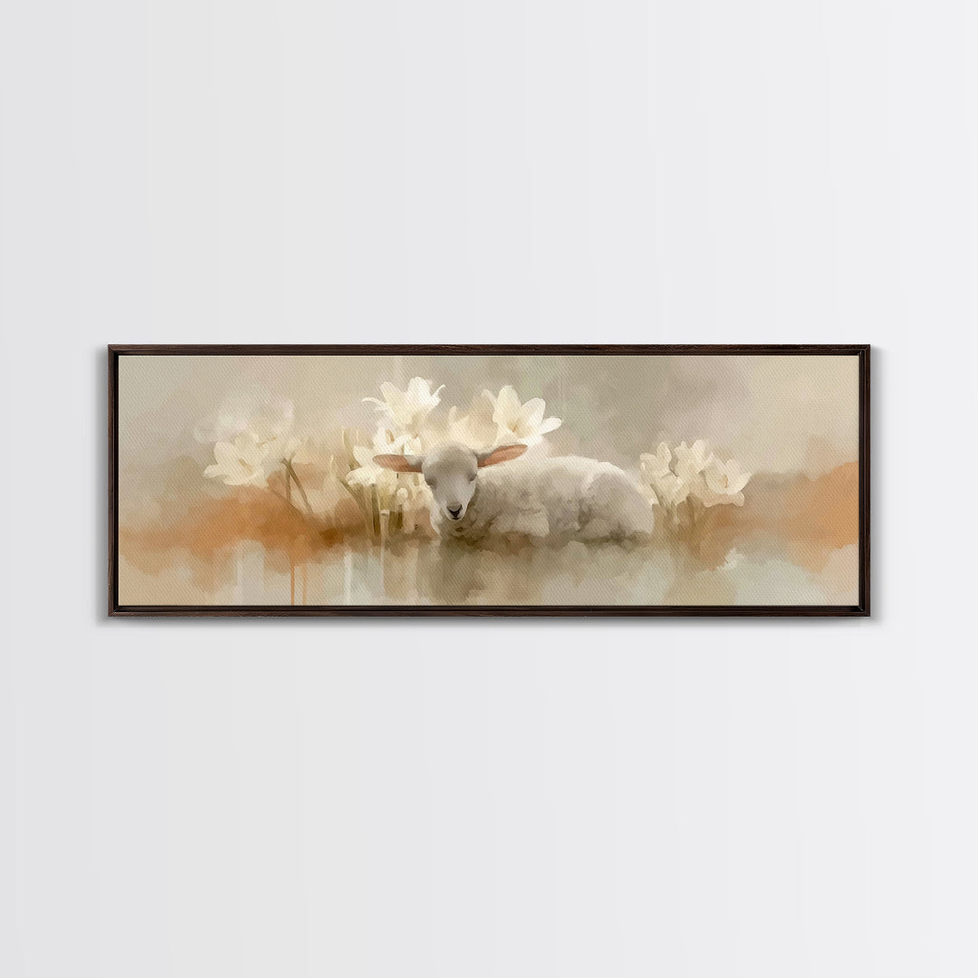 Lily Field Calm – Framed Canvas Print – Christian Art – Subtle Christian Paintings – Christian Art Canvas – Panoramic Print – Christian Wal
