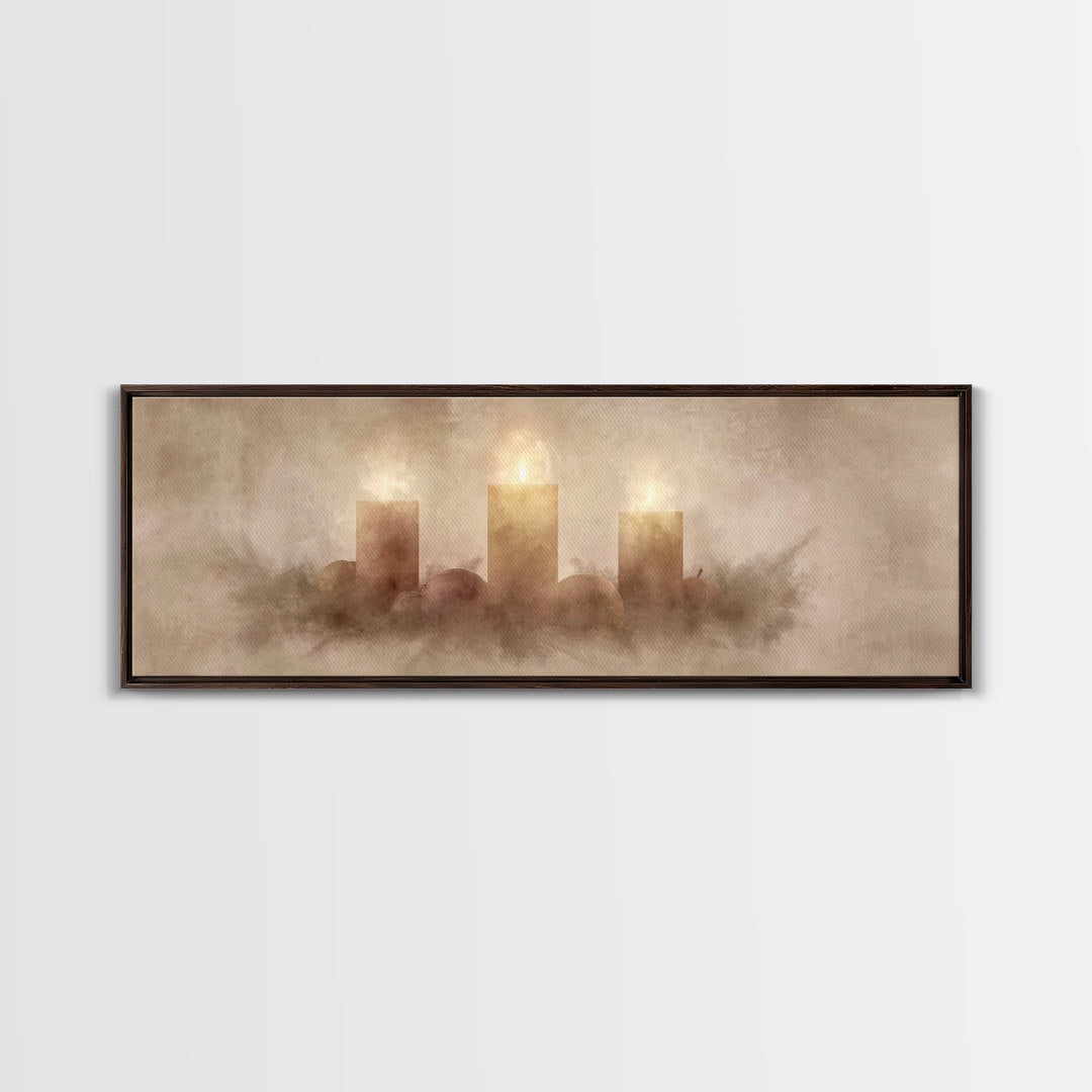 Radiant Advent Glow | Framed Canvas Print | Christian Christmas Art | Christian Wall Art | Christmas Canvas Wall Art | Panoramic Wall Art |