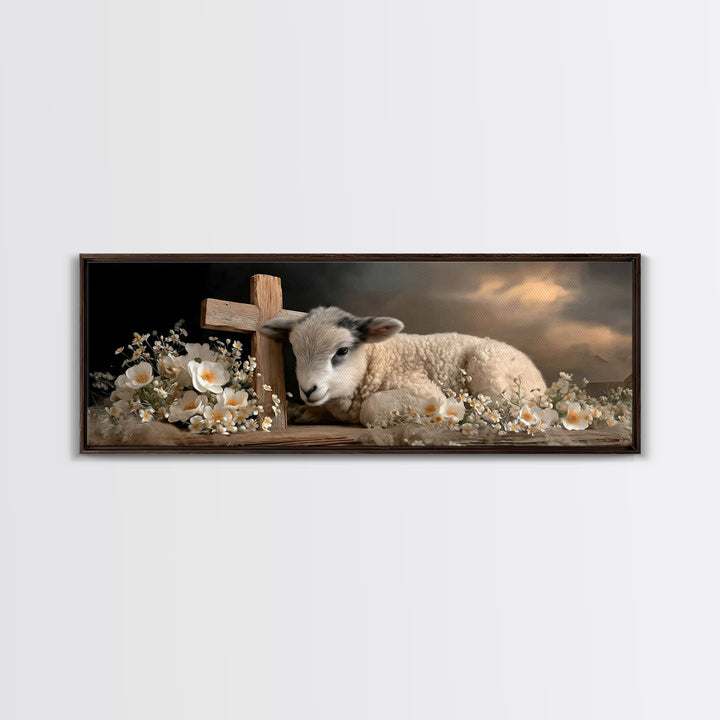 Cross Of Mercy | Framed Canvas Print | Christian Wall Art | Panoramic Print | Christian Art Work | Christmas Wall Art | Modern Christian Ar