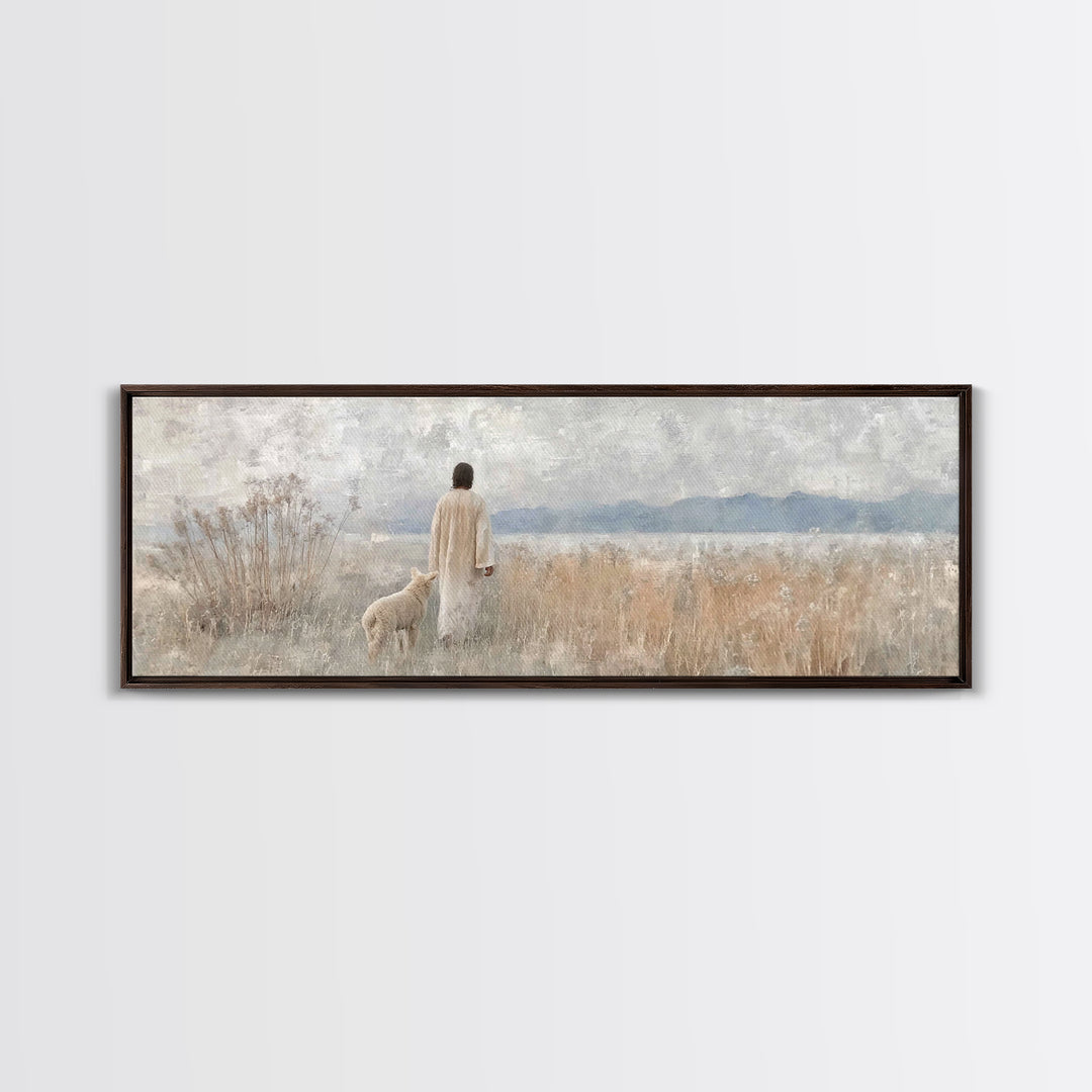 Grace In The Mist, Framed Canvas Print, Panoramic Painting, Christian Art Canvas, Jesus Painting, Christian Art, Christian Wall Art, Christ